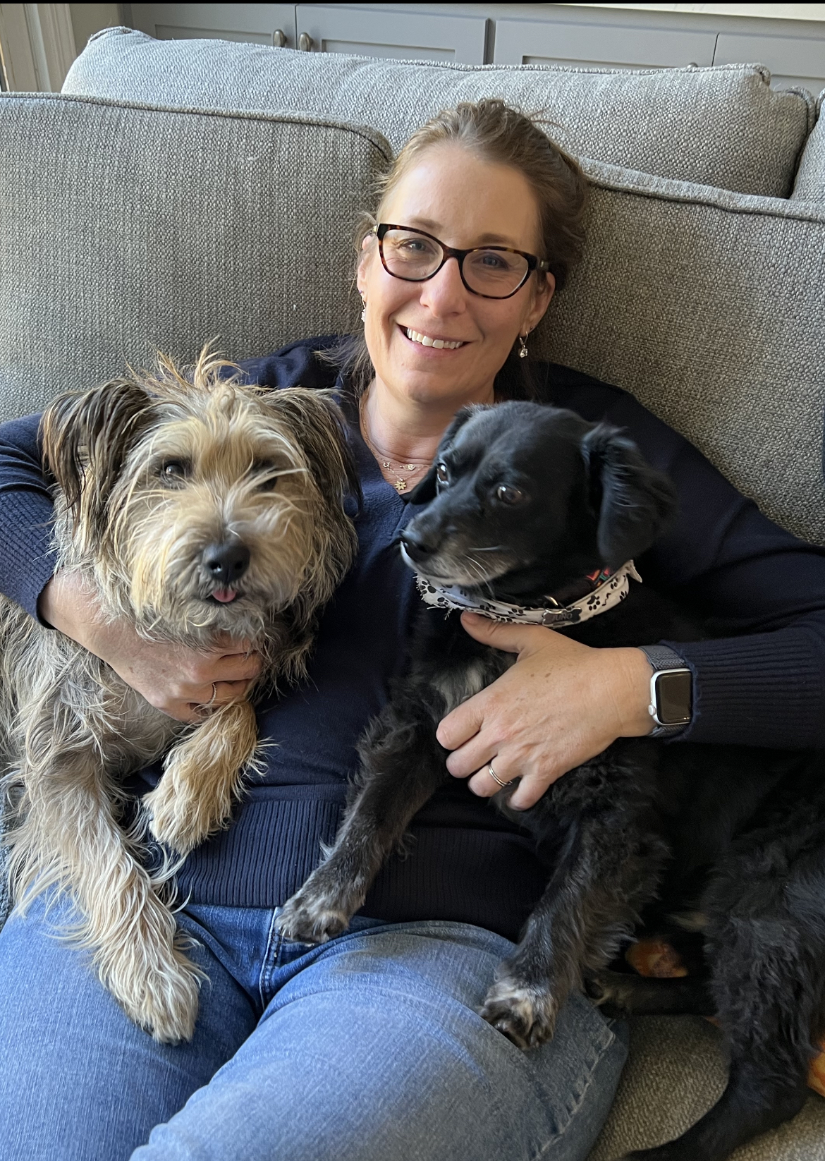 Wendy with her two dogs, Juno and Donna Bear